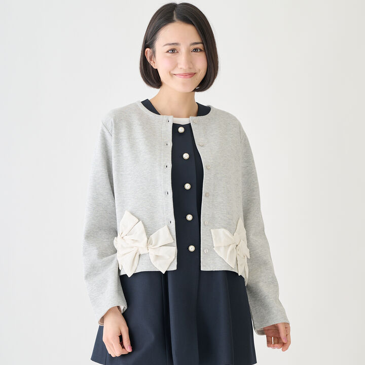 Link Ribbon Cardigan,Light beige, medium image number 8