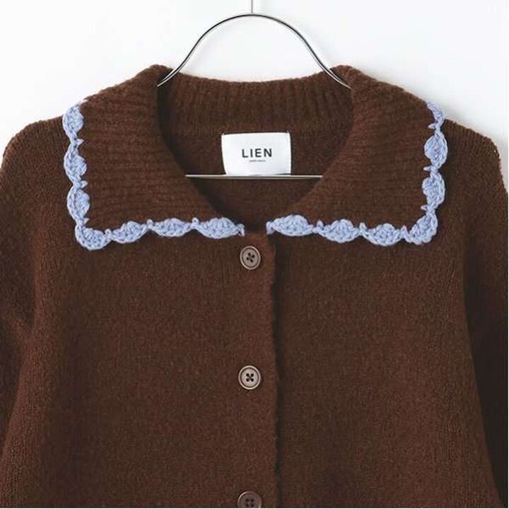 [Link] Collar Knit Cardigan,Charcoal gray, medium image number 14