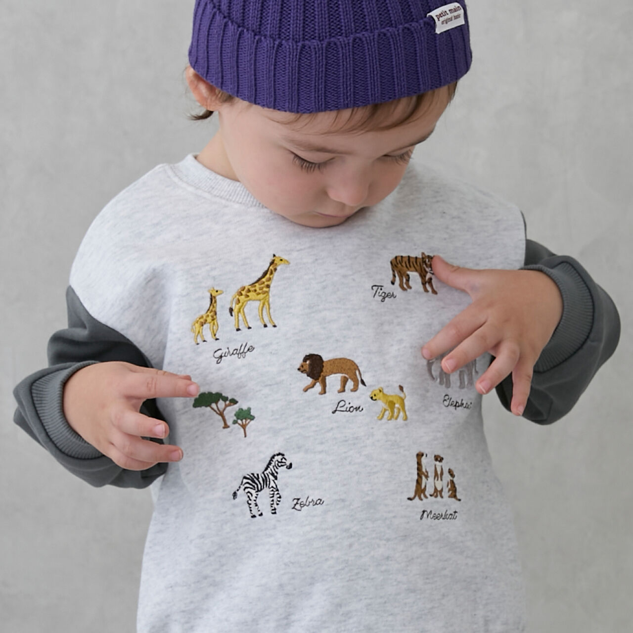 Animal Embroidery Sweatshirt,Cream, large image number 2