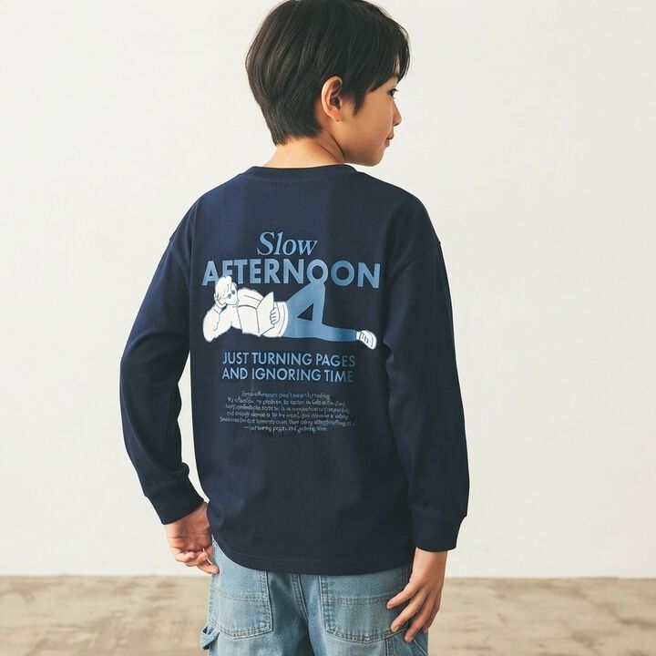[Parent-Child Matching] [365D.] OFUZAKE Wide Long-Sleeve T-Shirt,Navy, medium image number 0