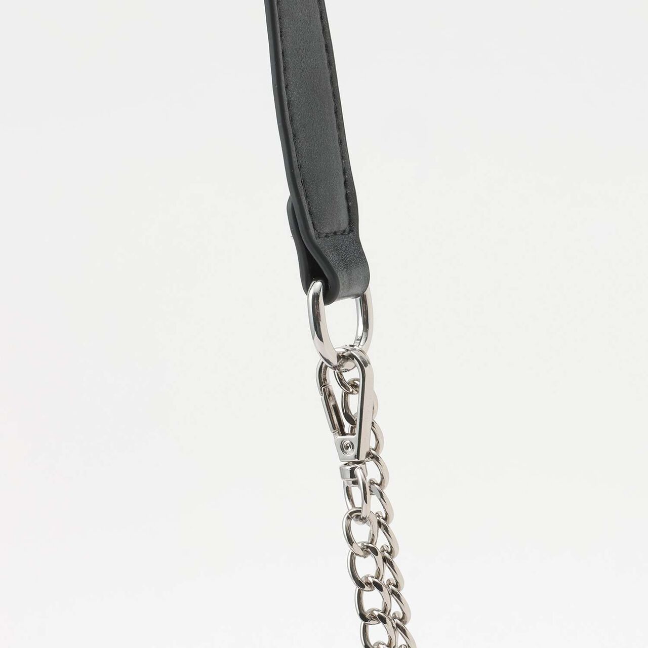 Faux Leather Ribbon Chain Shoulder Bag,Ivory, large image number 3