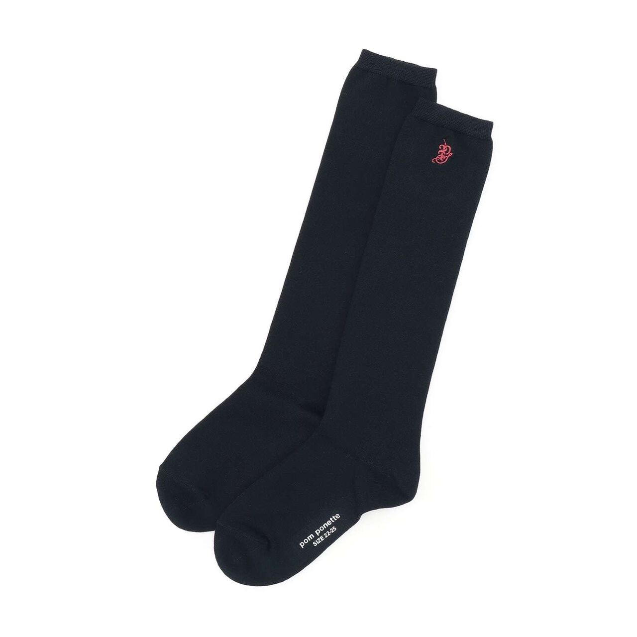 [Graduation Attire] Embroidered Logo Knee-High Socks,Deep red, large image number 0