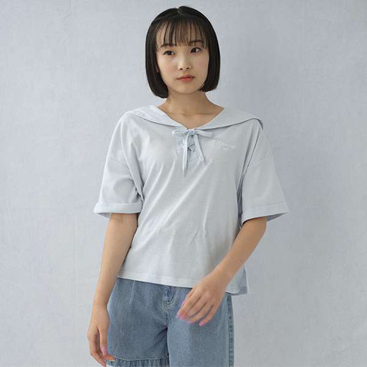 Sailor Collar Half T-Shirt,Sax blue, large image number 0