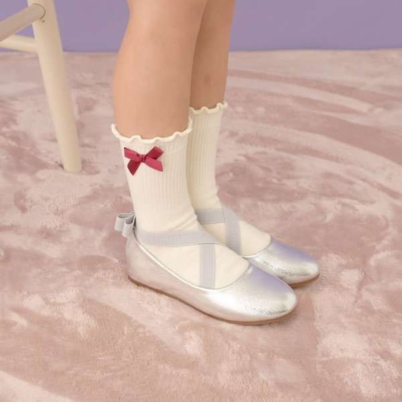 Ribbon-Trimmed Melody Crew Socks,Black, large image number 6