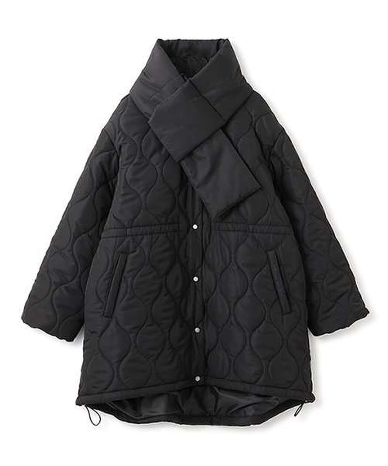 Quilted Bomber Jacket with Scarf,Ivory, large image number 15