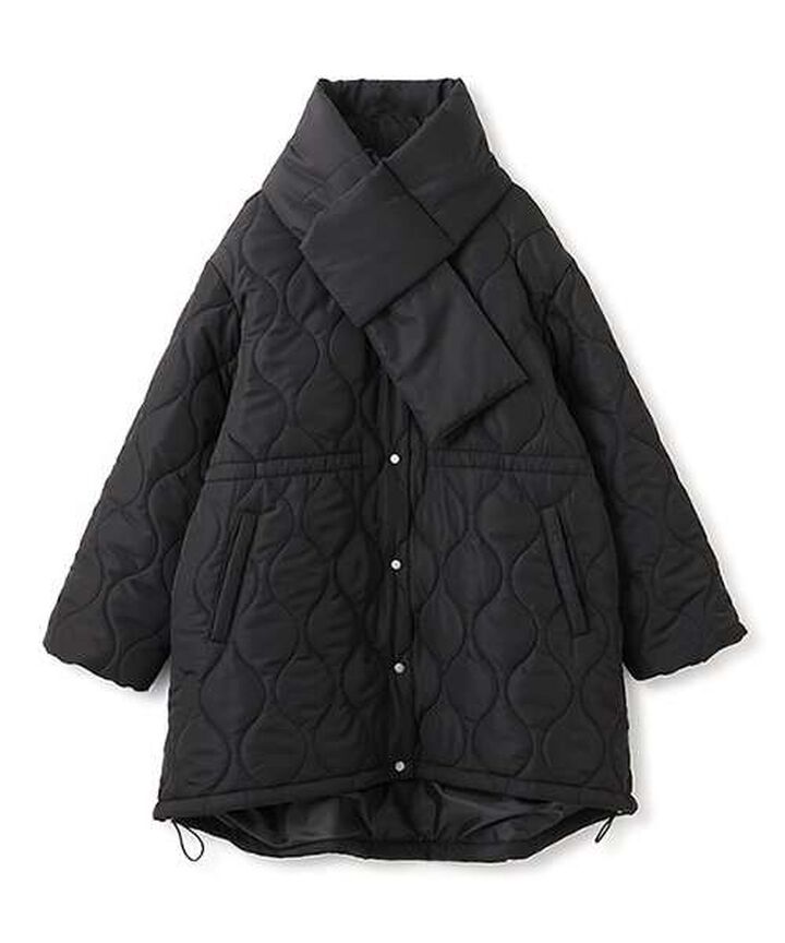 Quilted Bomber Jacket with Scarf,Ivory, medium image number 15