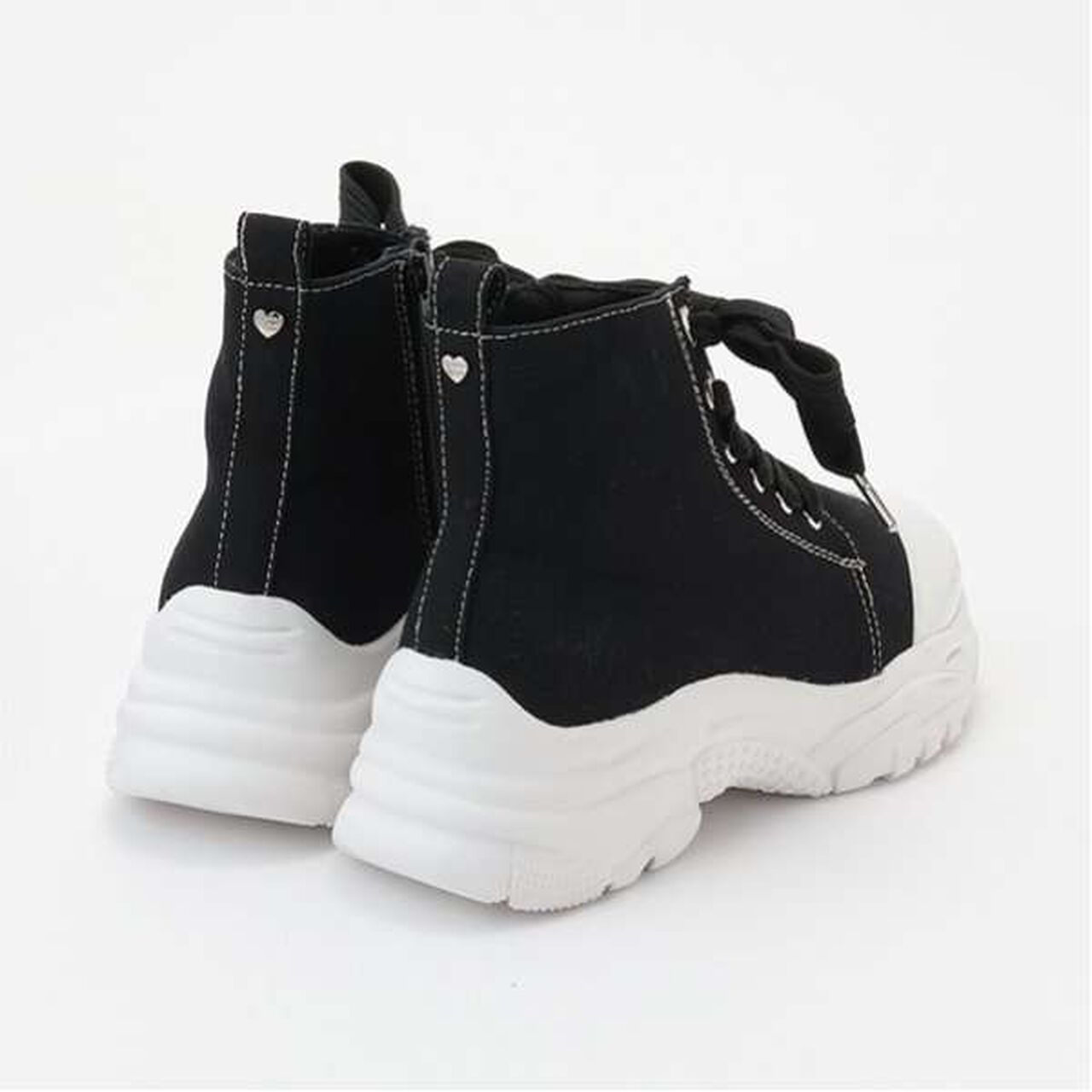 Platform High-Top Sneakers,Black, large image number 1