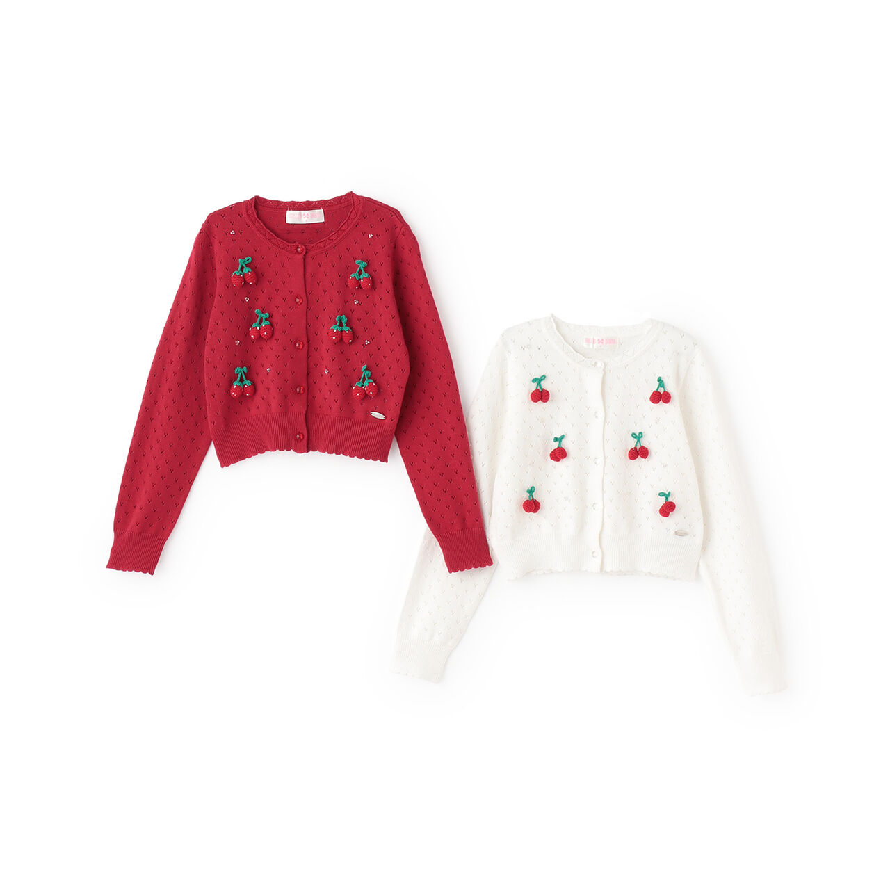 Strawberry & Cherry Motif Cardigan,Off white, large image number 7