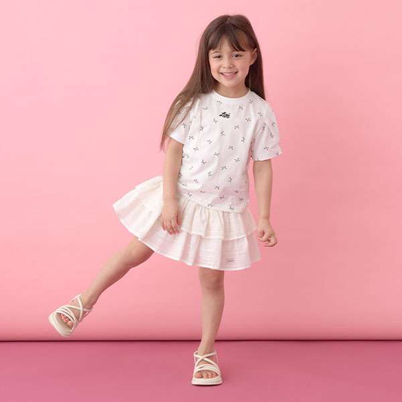 [Soft Cotton] Assorted All-Over Pattern T-Shirt with Tuck Sleeves,Moderate blue, large image number 10