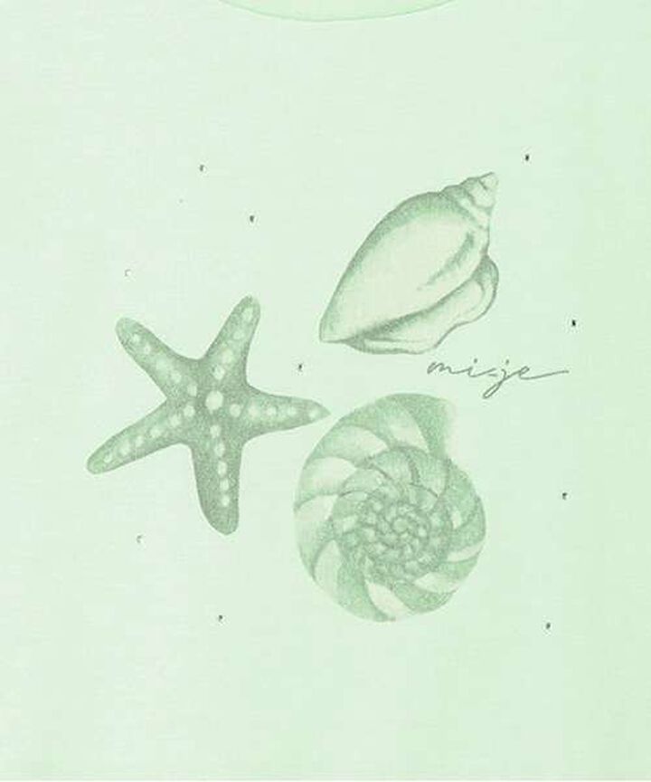 Shell Illustration Short Sleeve T-Shirt [Korean Fashion],Light green, medium image number 9
