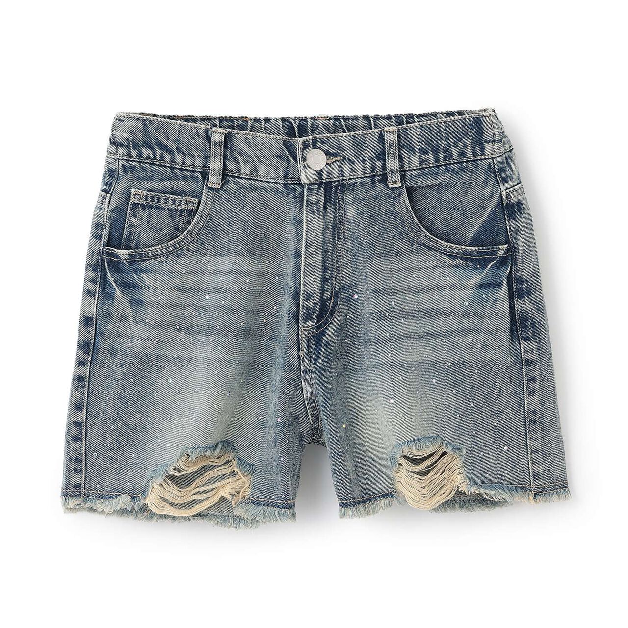 [LTXC] Sparkling Distressed Denim Shorts,Gray, large image number 8