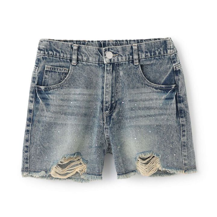 [LTXC] Sparkling Distressed Denim Shorts,Gray, medium image number 8