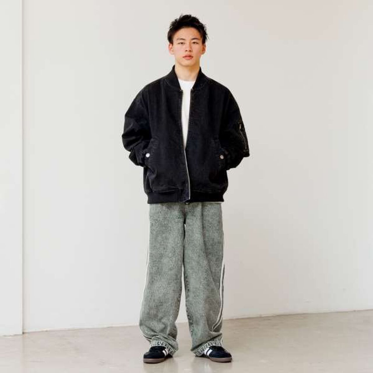 Denim Bomber Jacket,Light blue, large image number 1