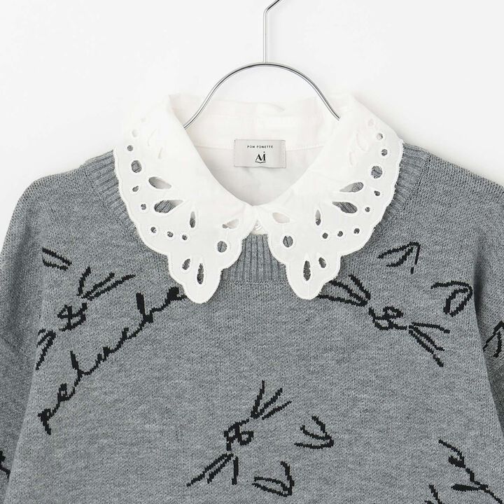 [AMI] Cat All-Over Pattern Jacquard Collared Knitwear,Black, medium image number 2