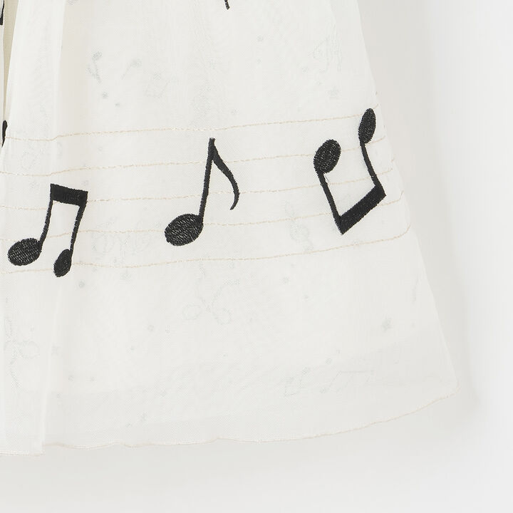 Musical Note Embroidered Tulle Docking Dress,Black, medium image number 6
