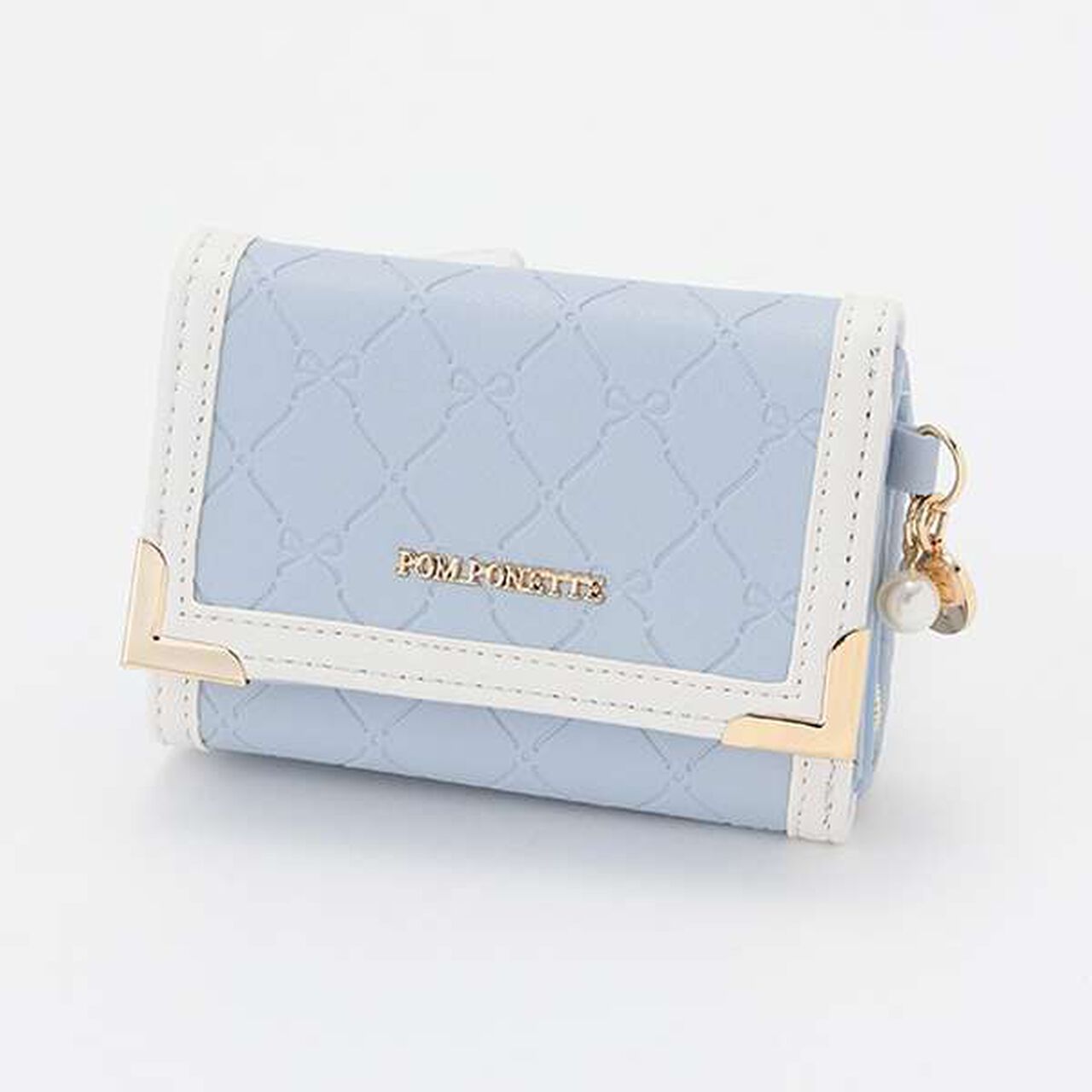 All-Over Pattern Ribbon Embossed Mini Wallet,Light blue, large image number 0