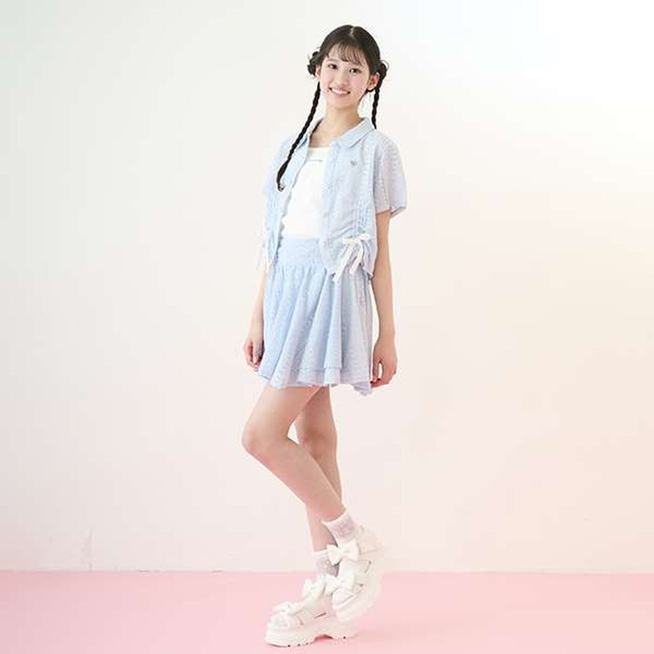 Assorted Material Irregular Hem Skirt with Shorts,Black, large image number 14