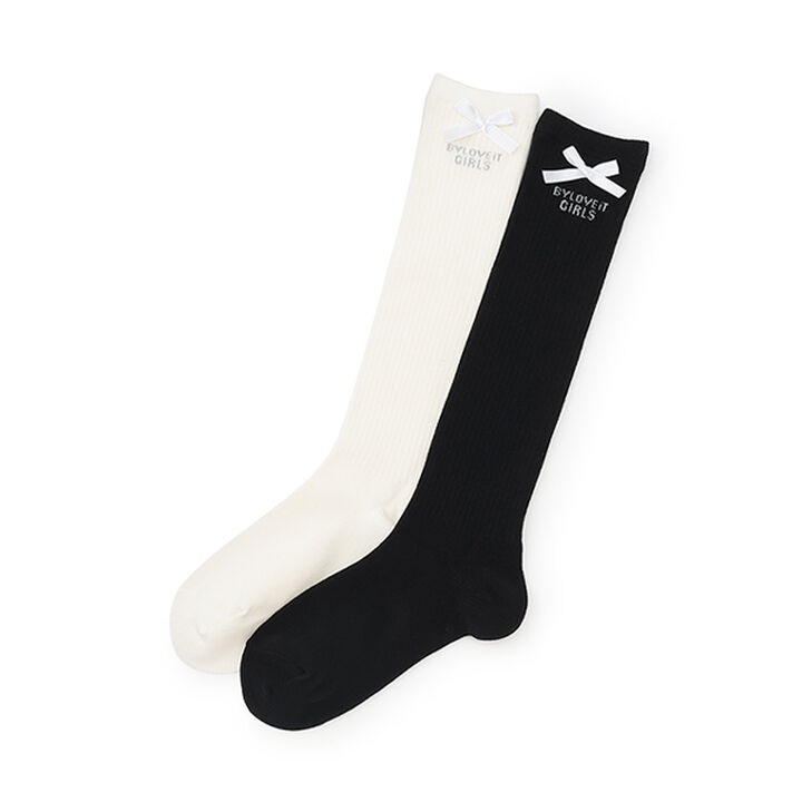 Knee-High Socks with Ribbon,Off white, medium image number 4