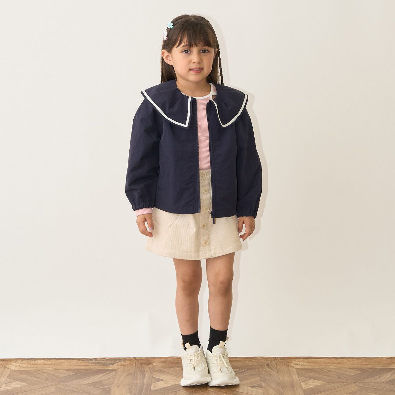 Frill Collar Windbreaker,Navy, large image number 29