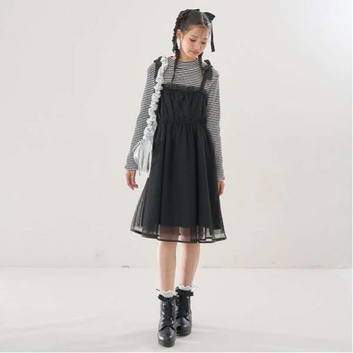 Tulle Camisole One-Piece Dress & Inner Wear Set,Black, medium image number 10