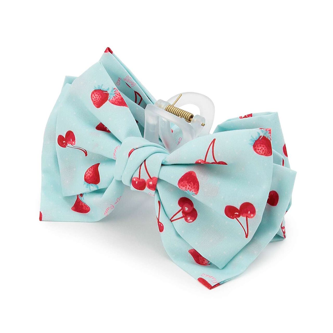 Strawberry Cherry Polka Dot Ribbon Hair Clip,Mint, large image number 1
