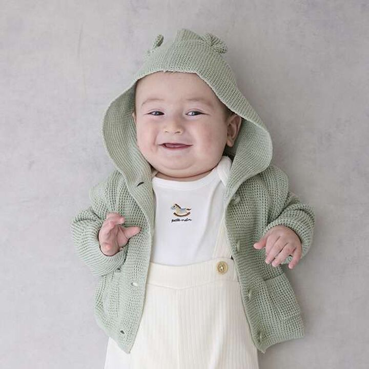 Ear-Detail Cardigan,Pearl white, medium image number 1