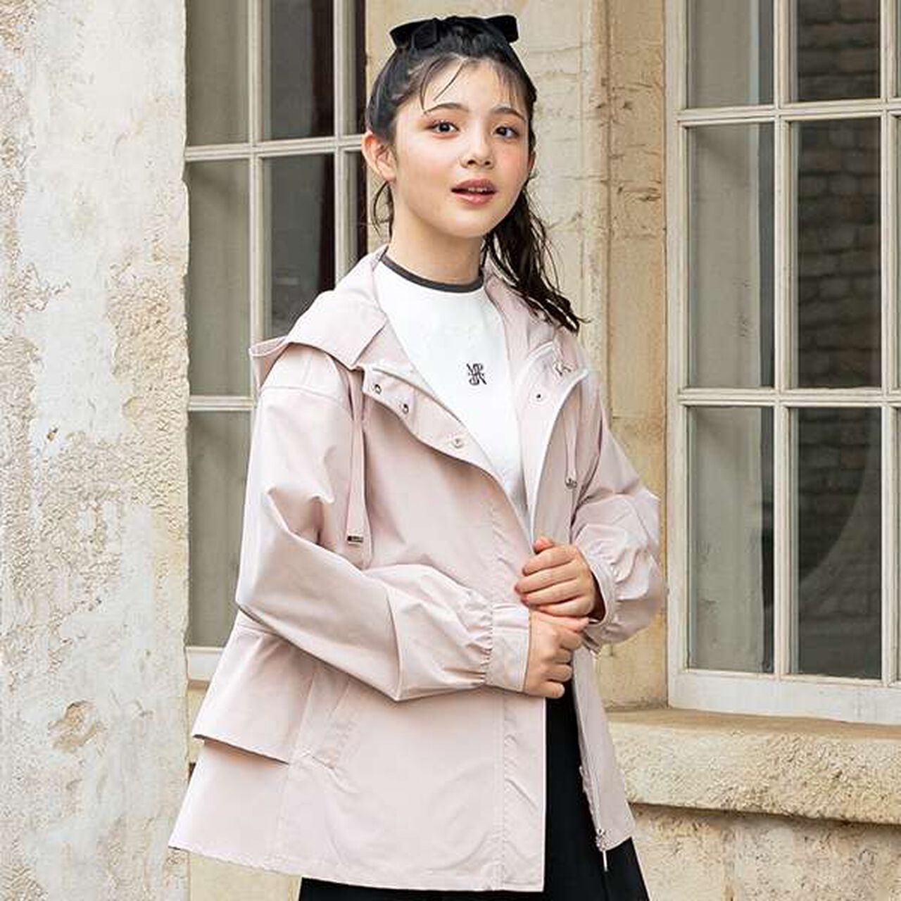 Short-Sleeve Knit with Arm Warmers,Off white, large image number 3