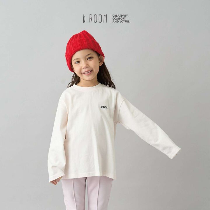 [Daily Standard Wear] Oversized Simple Design Long-Sleeve T-Shirt with Accent,Ivory, medium image number 0