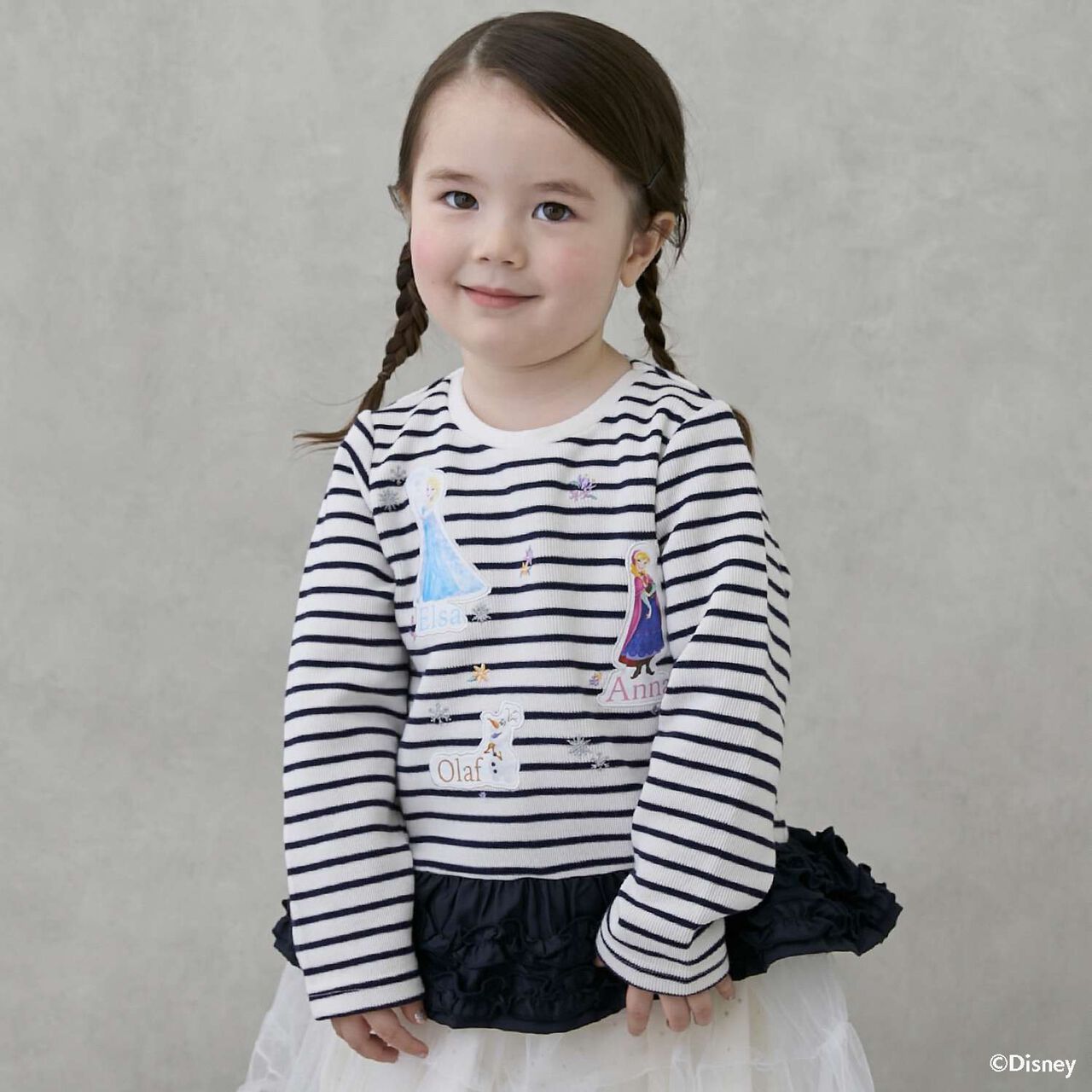 [Frozen] Peplum Long-Sleeve T-Shirt,Navy, large image number 0