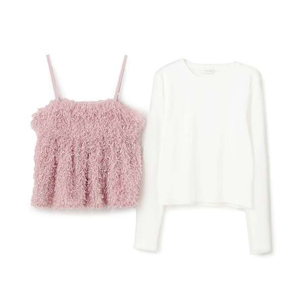 Feather Vest Inner Wear Set,Pink, large image number 2