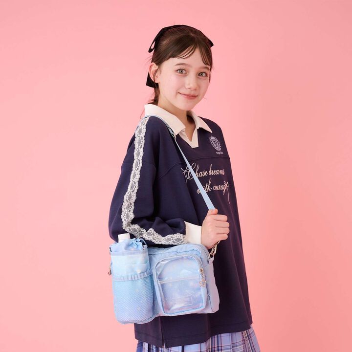 Zodiac & Musical Note Pattern Shoulder Bag with Bottle Holder♪,Black, medium image number 15