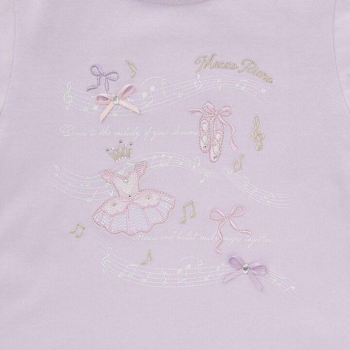 Ballet & Music Note Puff Sleeve T-Shirt,Lavender, medium image number 7