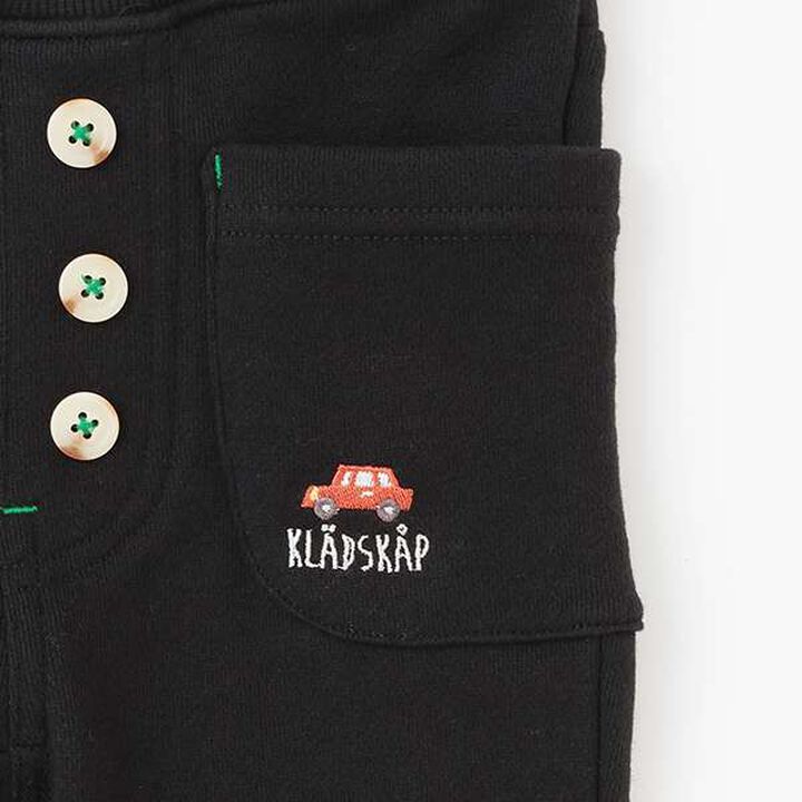 Car Embroidery Long Tapered Pants,Black, medium image number 4