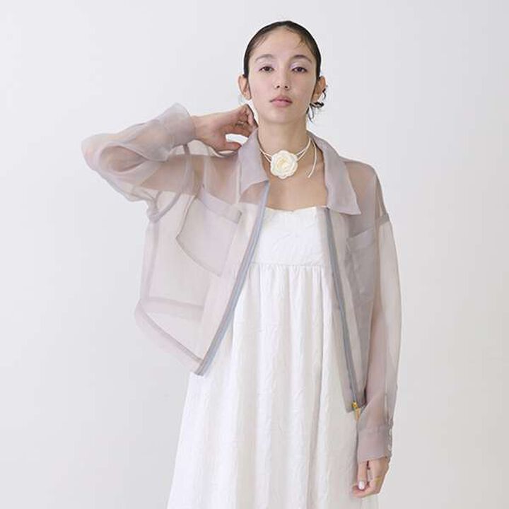 [LADIES] Sheer Shirt Jacket,White, medium image number 6