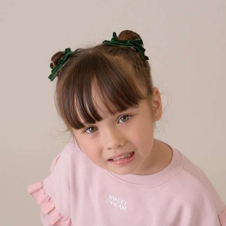 Velour Ribbon Hair Clip Set (6 Pieces),Pink, medium image number 6