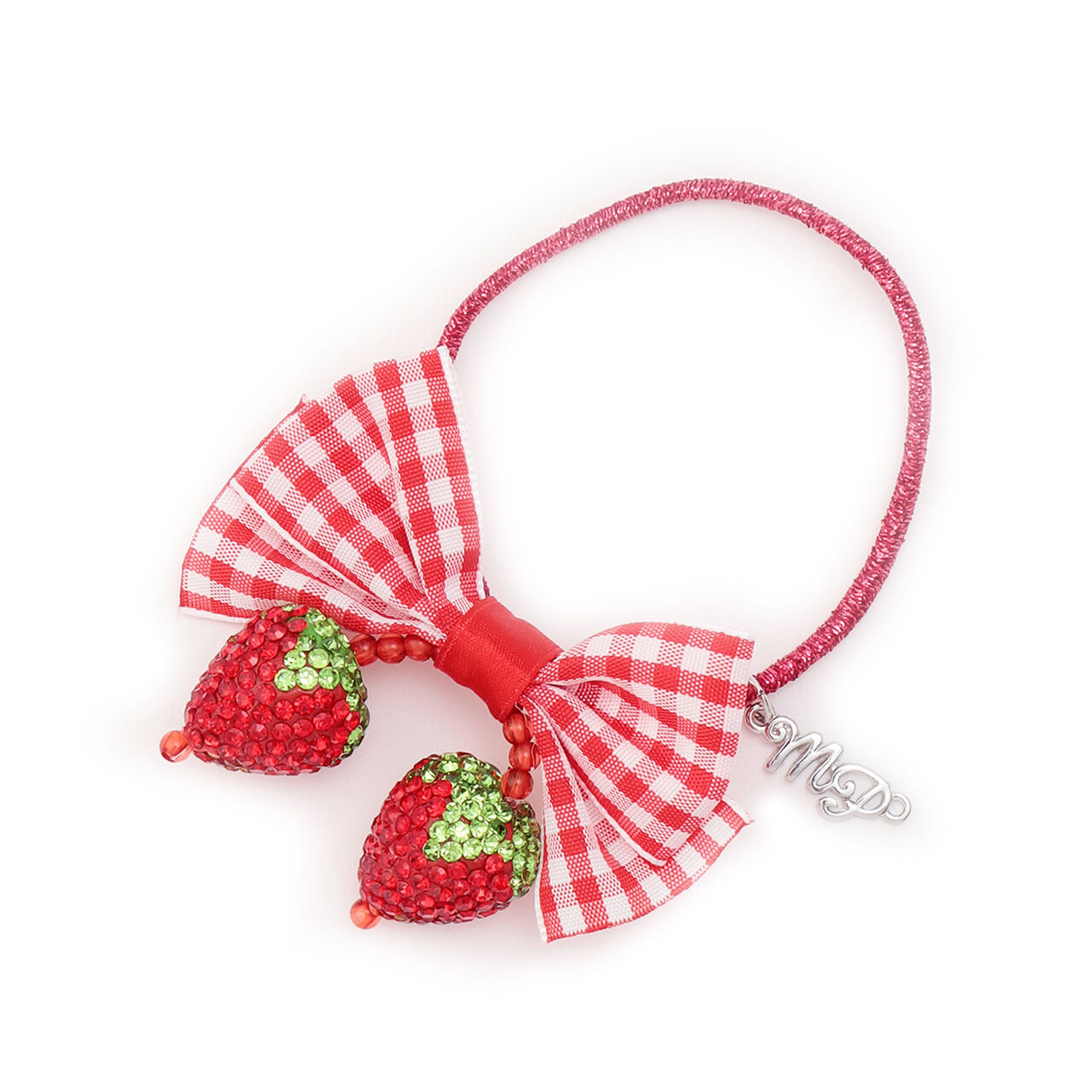 Strawberry Ribbon Hair Ponytail Holder,Light pink, large image number 5