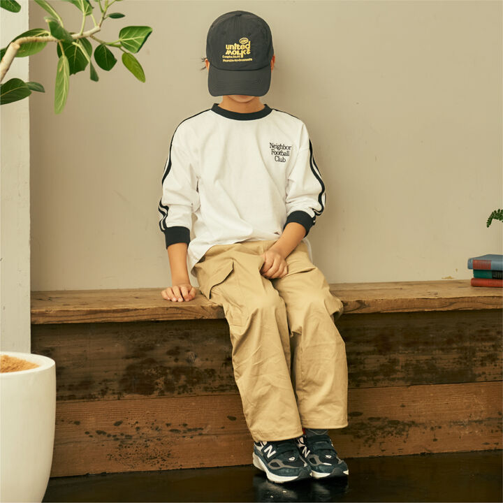 [Stain Resistant] Long-Sleeve T-Shirt with Sleeve Stripes,White, medium image number 2