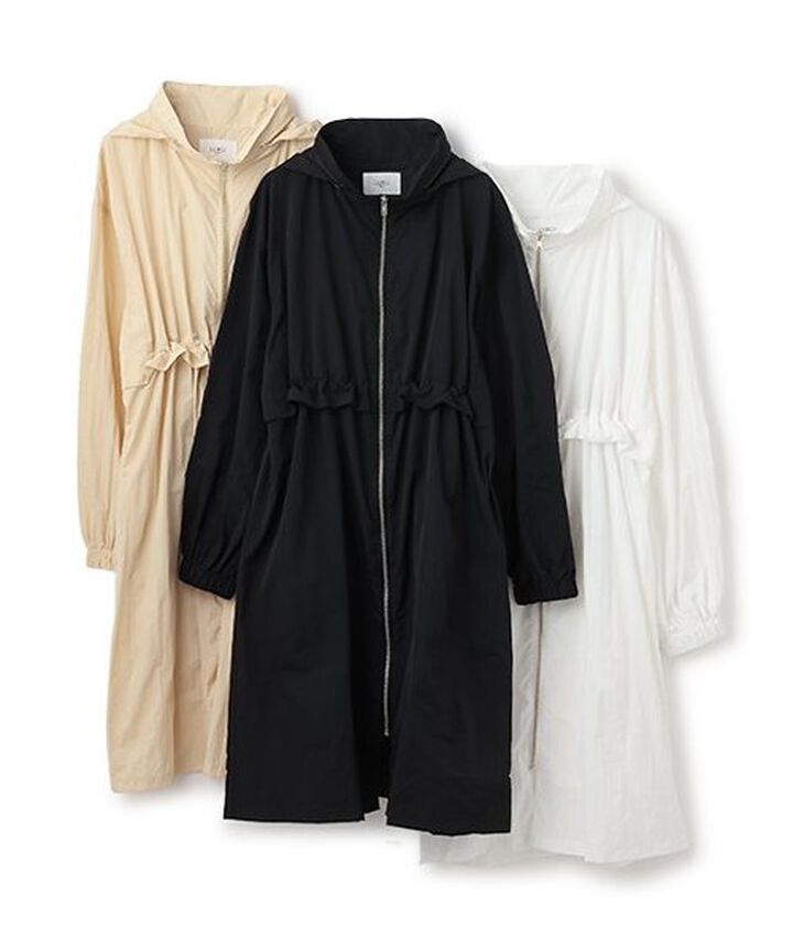 Drawstring Long Coat,Black, medium image number 5