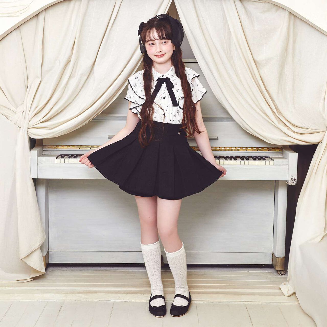 Musical Note Frill Blouse♪,Off white, large image number 9