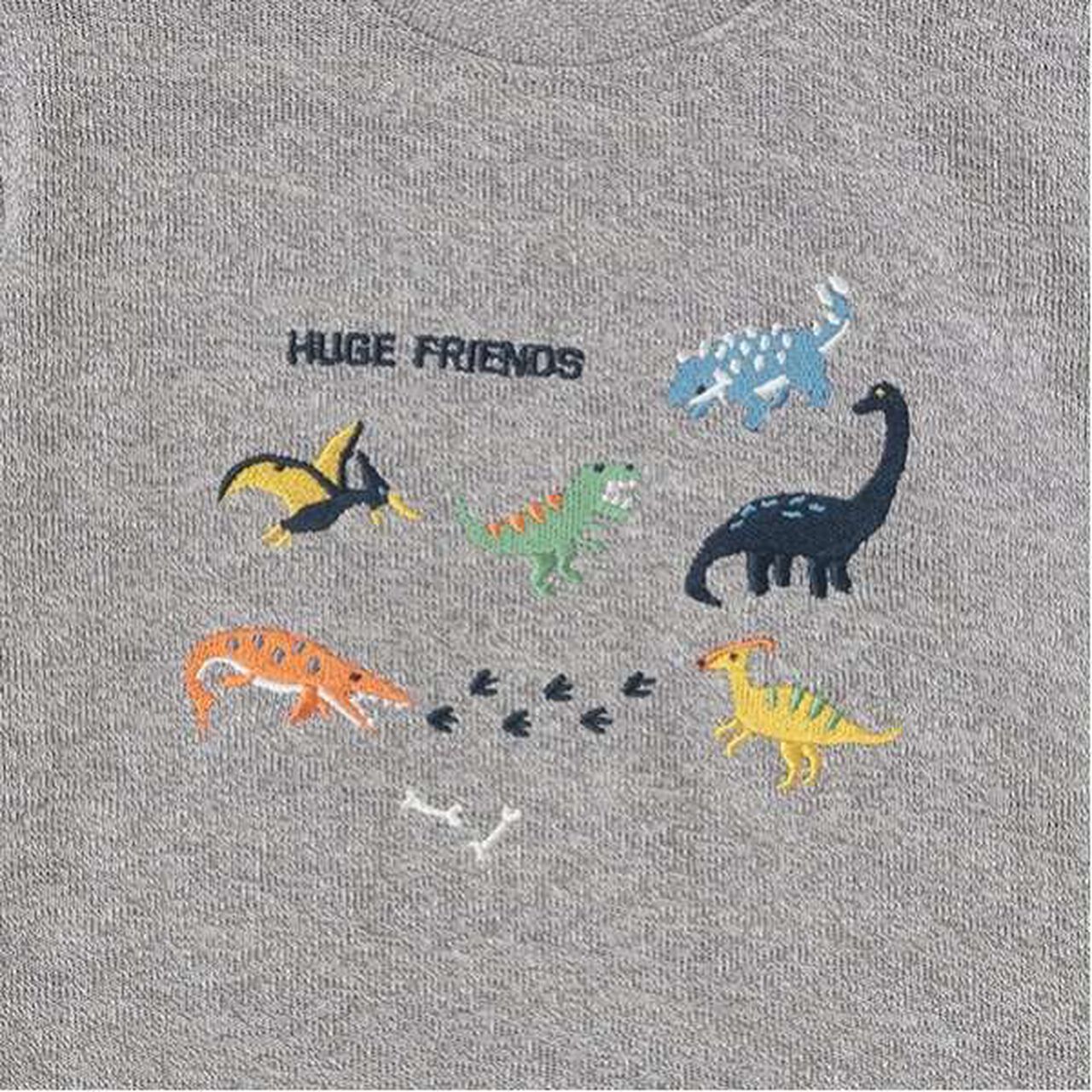Dinosaur Embroidery Sleeve Line Long-Sleeve T-Shirt,Gray, large image number 9