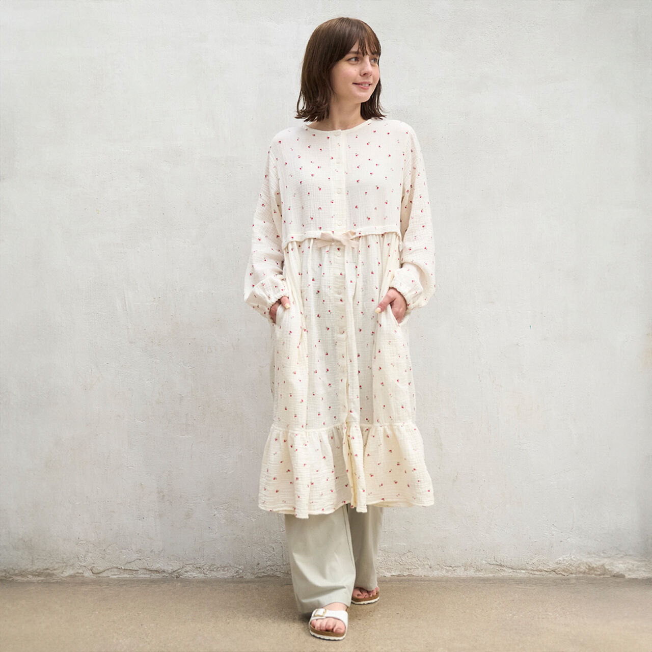 [Link] Double Gauze Cut Pajamas,Pearl white, large image number 0