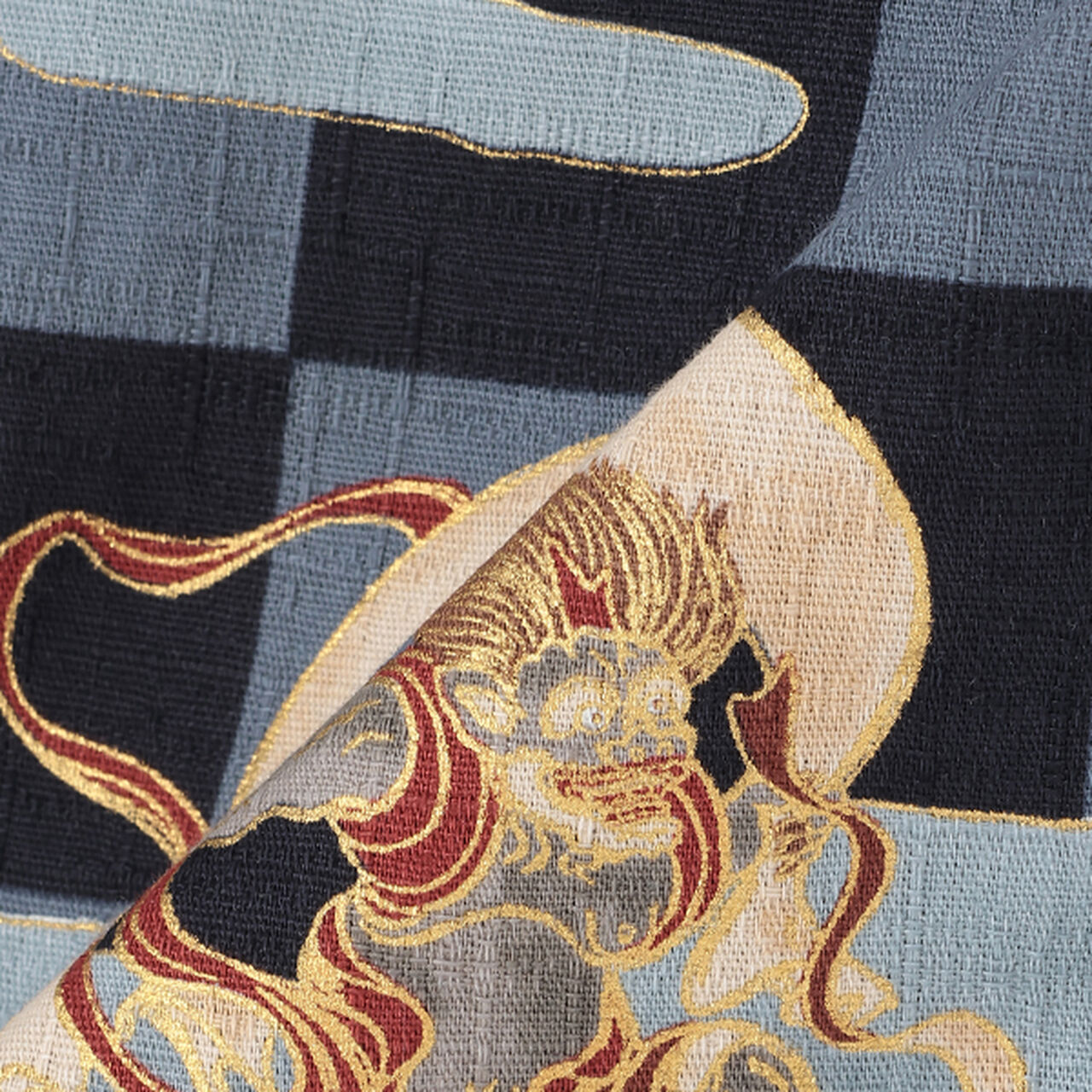 Jinbei All-in-One (Checkered Wind God & Thunder God Pattern),Navy, large image number 11