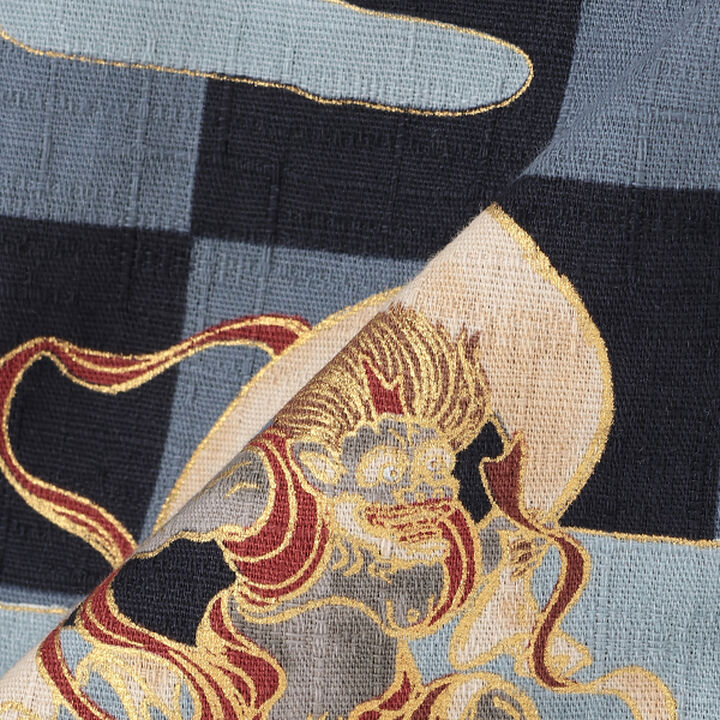 Jinbei All-in-One (Checkered Wind God & Thunder God Pattern),Navy, medium image number 11