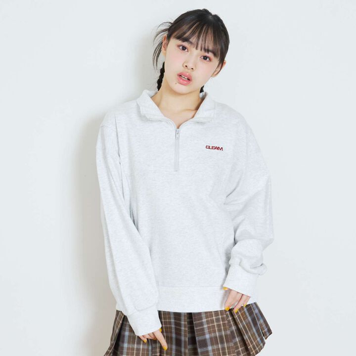 [LTXC/Cotton 100%] Half ZIP Pullover,Smoke white, medium image number 3
