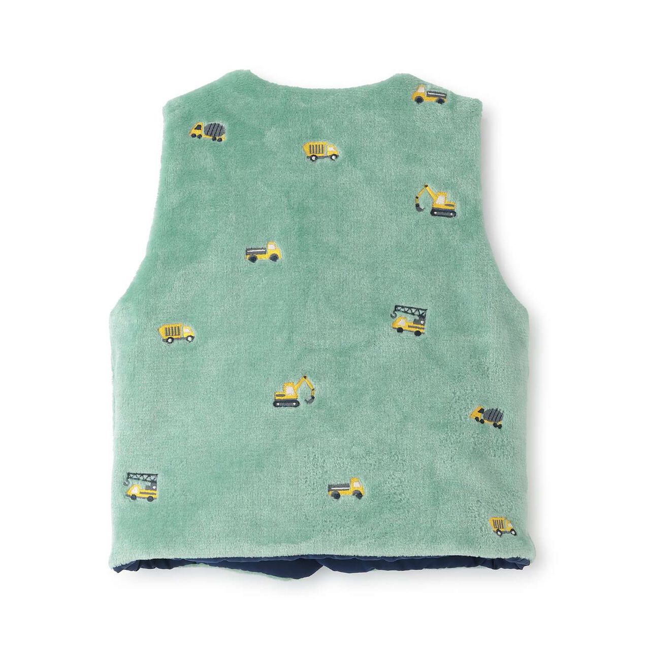 [Reversible] Taffeta &times; Boa Vest,Navy, large image number 4