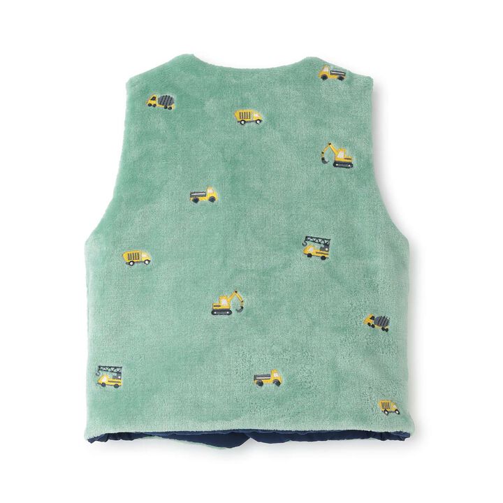 [Reversible] Taffeta &times; Boa Vest,Navy, medium image number 4