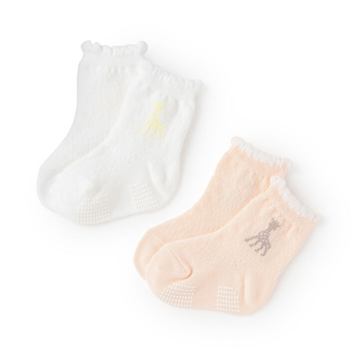Lace-Patterned Socks,Peach, medium image number 6
