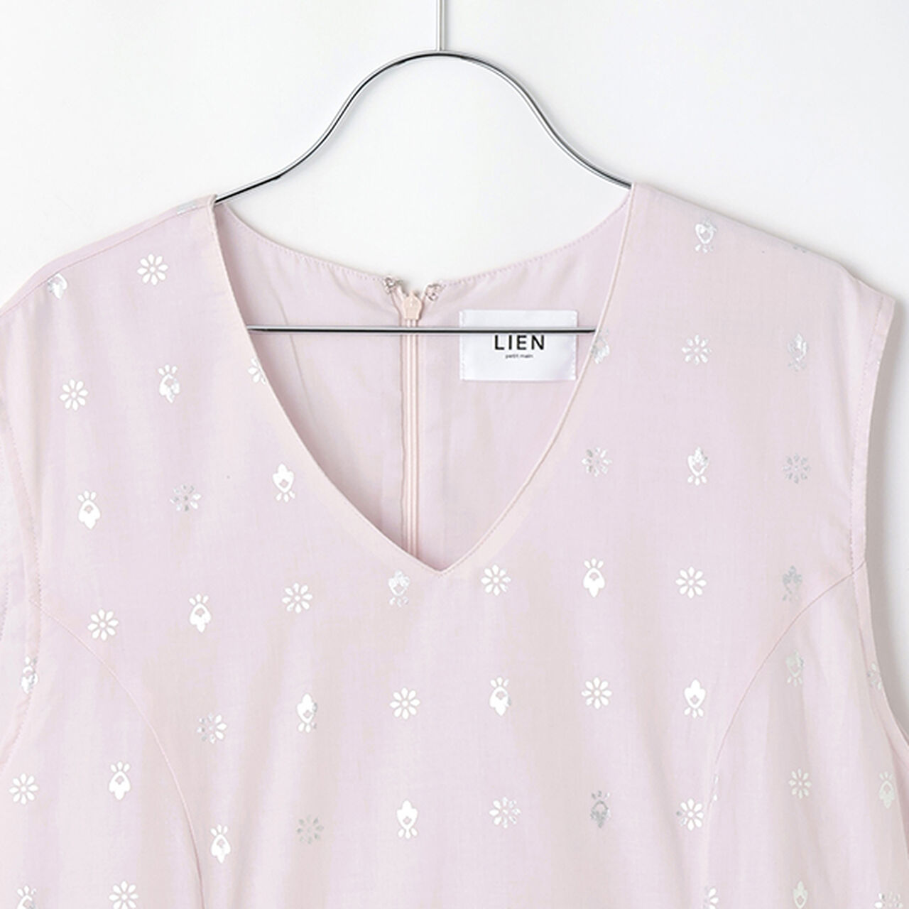 [Link] Foil Print One-Piece Dress,Light pink, large image number 10