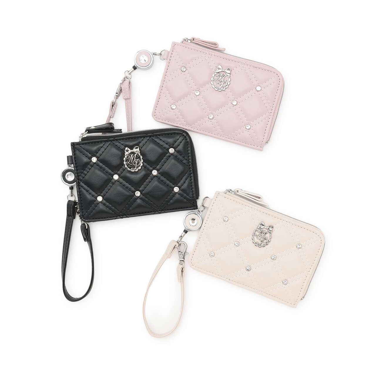 Rhinestone Card Holder with Reel,Black, large image number 7