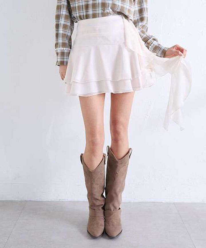 Chiffon Tiered Mini Skirt,, medium